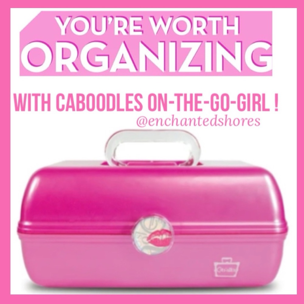 Caboodles Make Up Carrying Case Travel Organizer Hot Lip Bright Barbie Pink